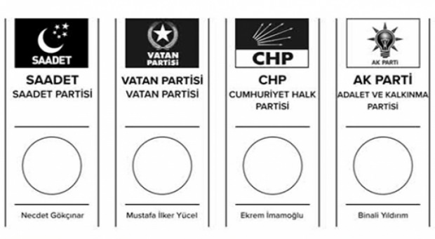 İstanbul seçimlerinde kullanılacak oy pusulası