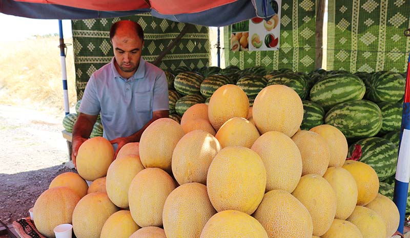 45 derece sıcakta ekmek parası kazanıyor