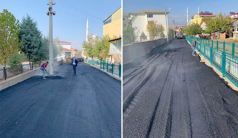 İlçedeki yol sıcak asfaltla kaplandı