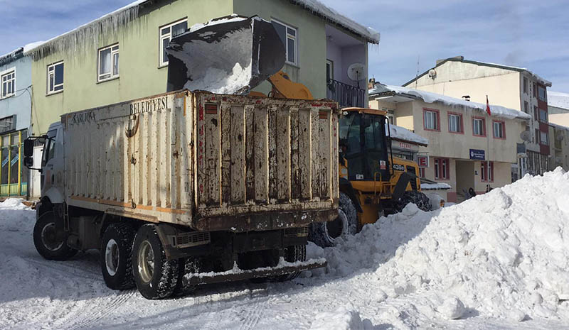 Kamyon kamyon kar taşınıyor