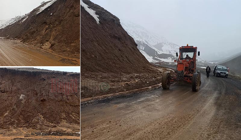 Heyelan nedeniyle kapanan yol açıldı