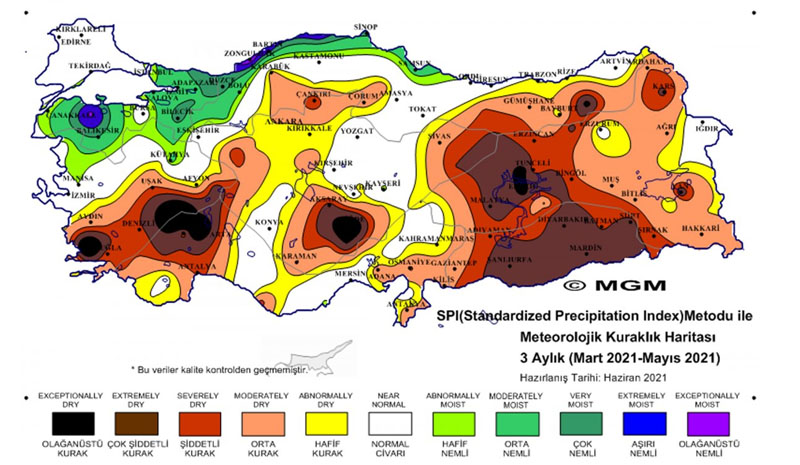 Meteoroloji kuraklık haritasını açıkladı