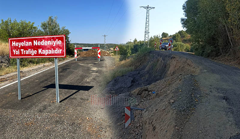 Yamaç yolu heyelan nedeniyle kapandı