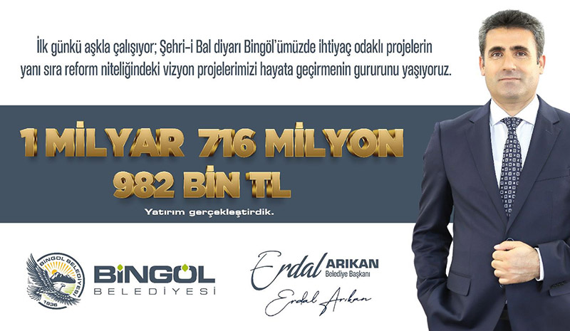 Başkan Arıkan; `1 milyar 716 milyon TL yatırım gerçekleştirdik`