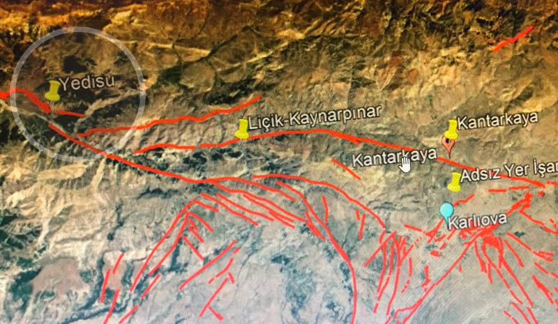 Yedisu Fayı 75 kilometre uzunluğunda