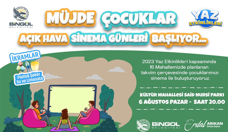 Çocuklar İçin Açık Hava Sinema Günleri Başlıyor