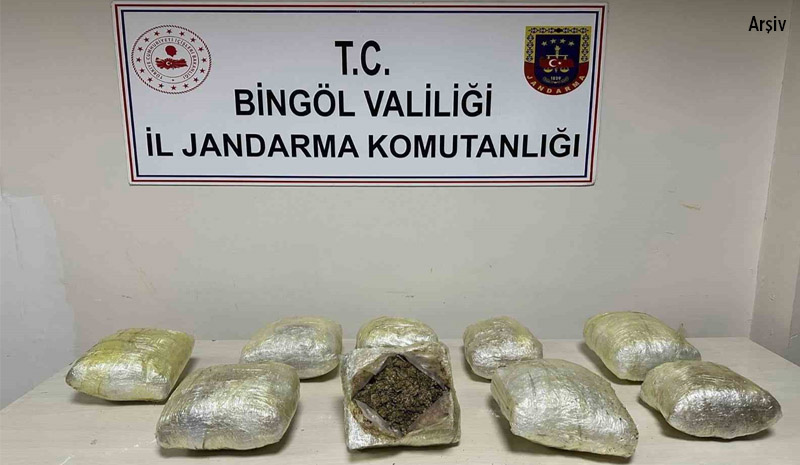 Bingöl`de 1 haftada 32 kilo uyuşturucu ele geçirildi
