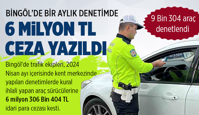 Bingöl`de bir ayda 6 milyon lirayı aşkın trafik cezası kesildi