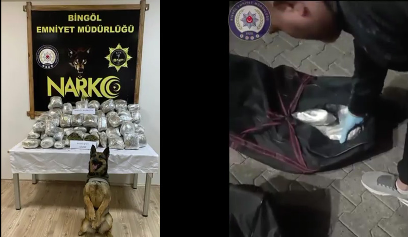 Bingöl`de otobüsle uyuşturucu sevkiyatına polis engeli