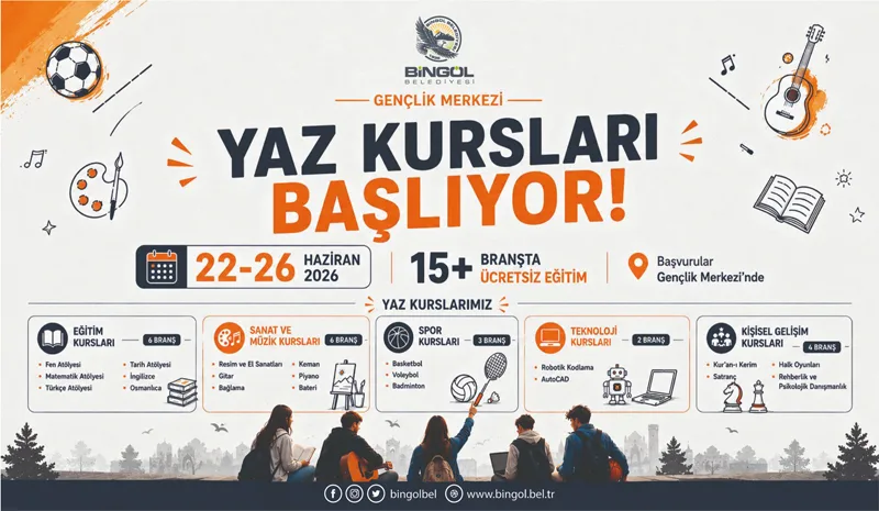 Bingöl Belediyesi Yaz Kursları Başlıyor