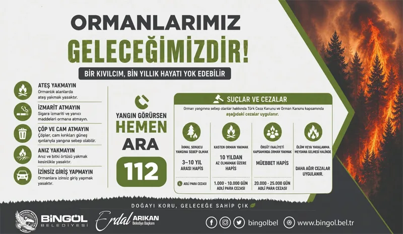Bingöl Belediyesi`nden Orman Yangını Uyarısı