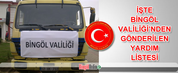 Bingöl valiliği`nden van`a yardım