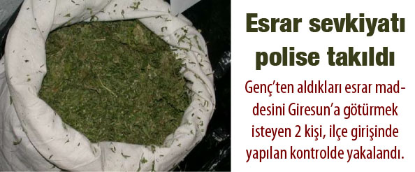 Esrar sevkiyatı polise takıldı