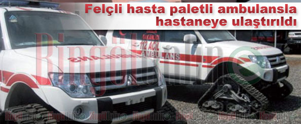 Felçli hasta paletli ambulansla hastaneye ulaştırıldı