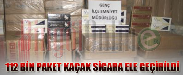 Genç`te 112 bin paket kaçak sigara ele geçirildi