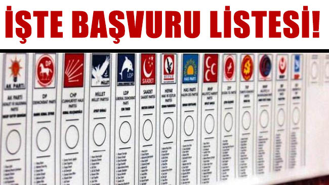 Işte başvuru listesi!