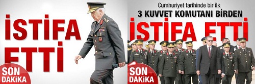 Koşaner ve kuvvet komutanları istifa etti