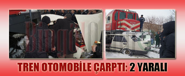 Tren otomobile çarptı: 2 yaralı