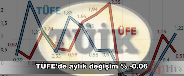 Tüfe`de aylık değişim % -0.06