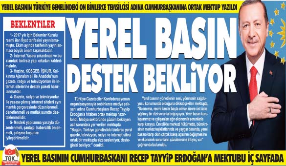 Yerel basından cumhurbaşkanı`na mektup