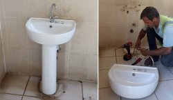 Duyarsızların kırdığı lavabolar onarıldı